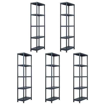 Opbergrekken 5 St 125 Kg Kunststof Zwart 60 x 30 x 180 cm