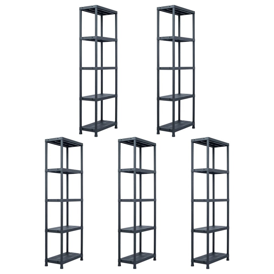 Opbergrekken 5 St 125 Kg Kunststof Zwart 60 x 30 x 180 cm