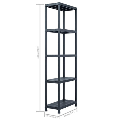 Opbergrekken 5 St 125 Kg Kunststof Zwart 60 x 30 x 180 cm