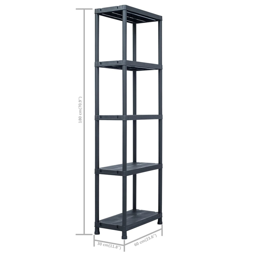 Opbergrekken 5 St 125 Kg Kunststof Zwart 60 x 30 x 180 cm