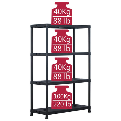 Opbergrekken 2 st 220 kg 90x40x138 cm kunststof zwart