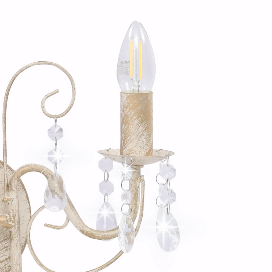 Wandlamp Met Kralen 2Xe4 Antiek Wit
