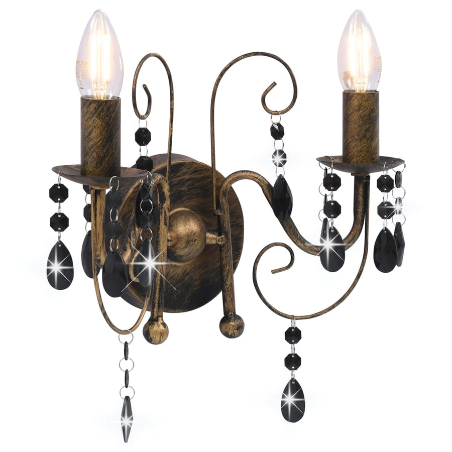 Wandlamp Met Kralen 2Xe14 Antiekzwart