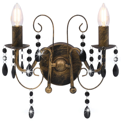 Wandlamp Met Kralen 2Xe14 Antiekzwart