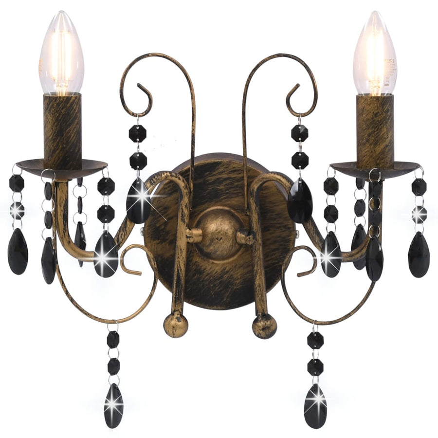 Wandlamp Met Kralen 2Xe14 Antiekzwart