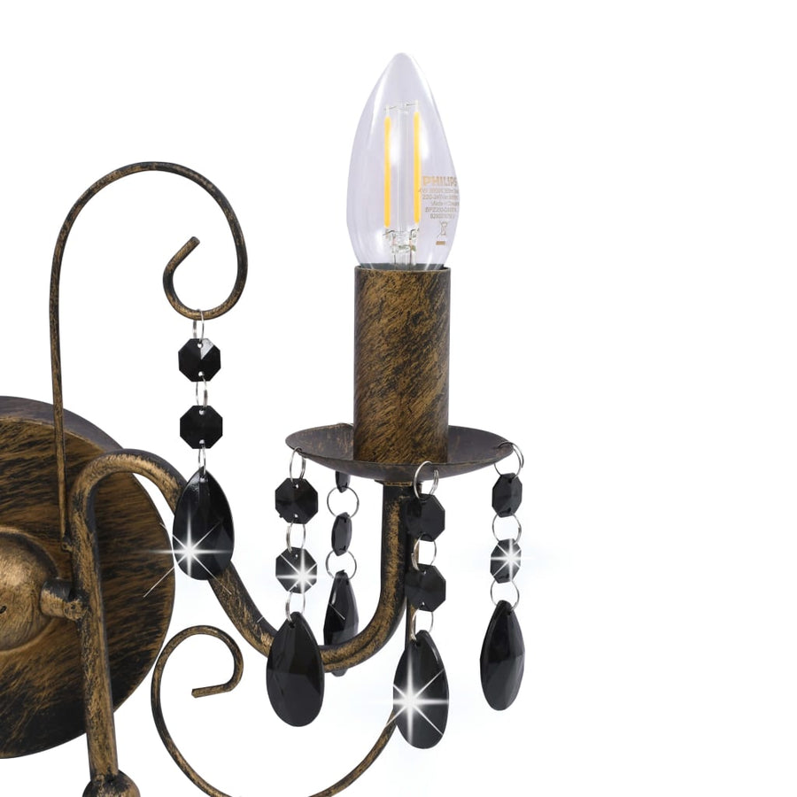 Wandlamp Met Kralen 2Xe14 Antiekzwart
