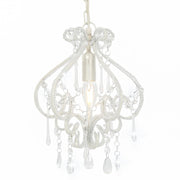 Plafondlamp kralen rond 24x32 cm E14 wit