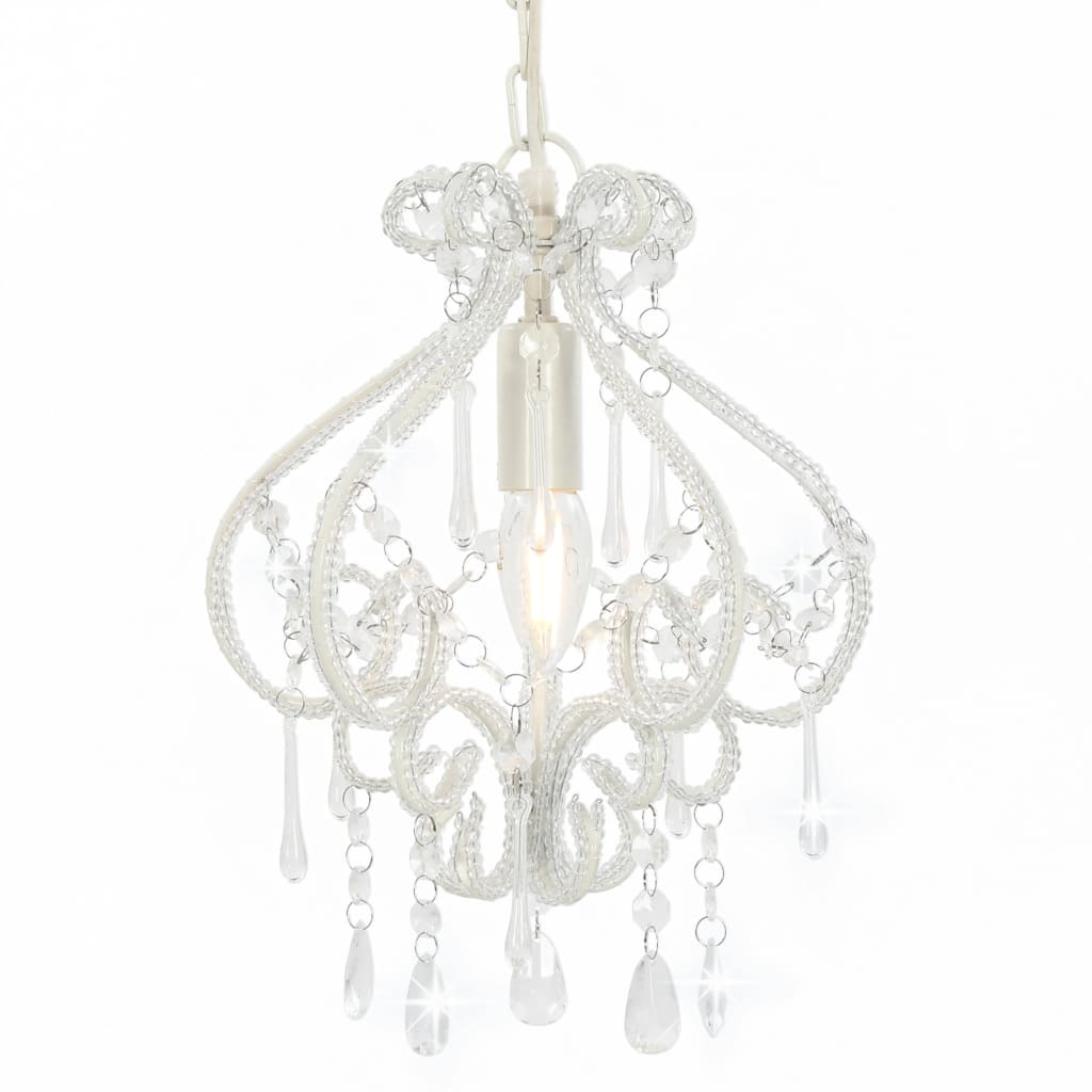 Plafondlamp Met Kralen Rond E4 Wit