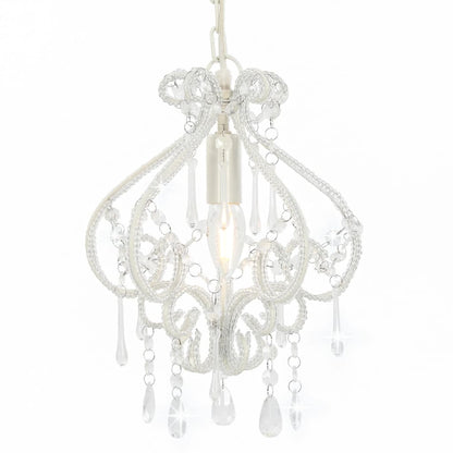 Plafondlamp Met Kralen Rond E4 Wit