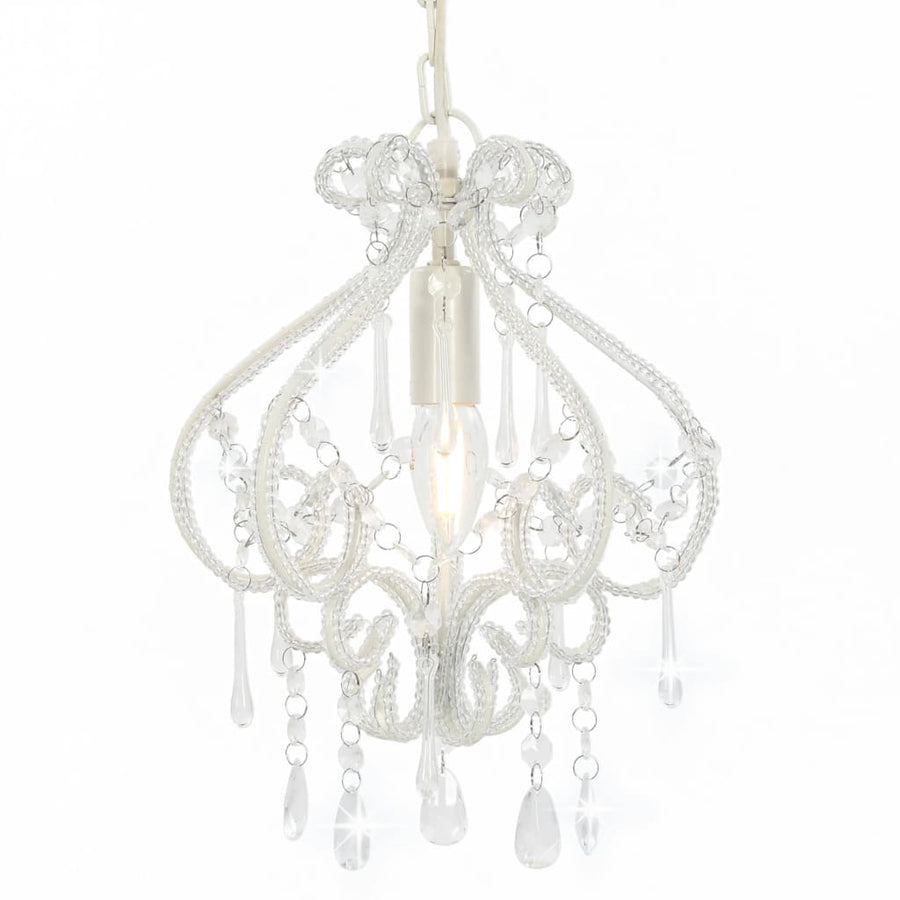 Plafondlamp Met Kralen Rond E4 Wit