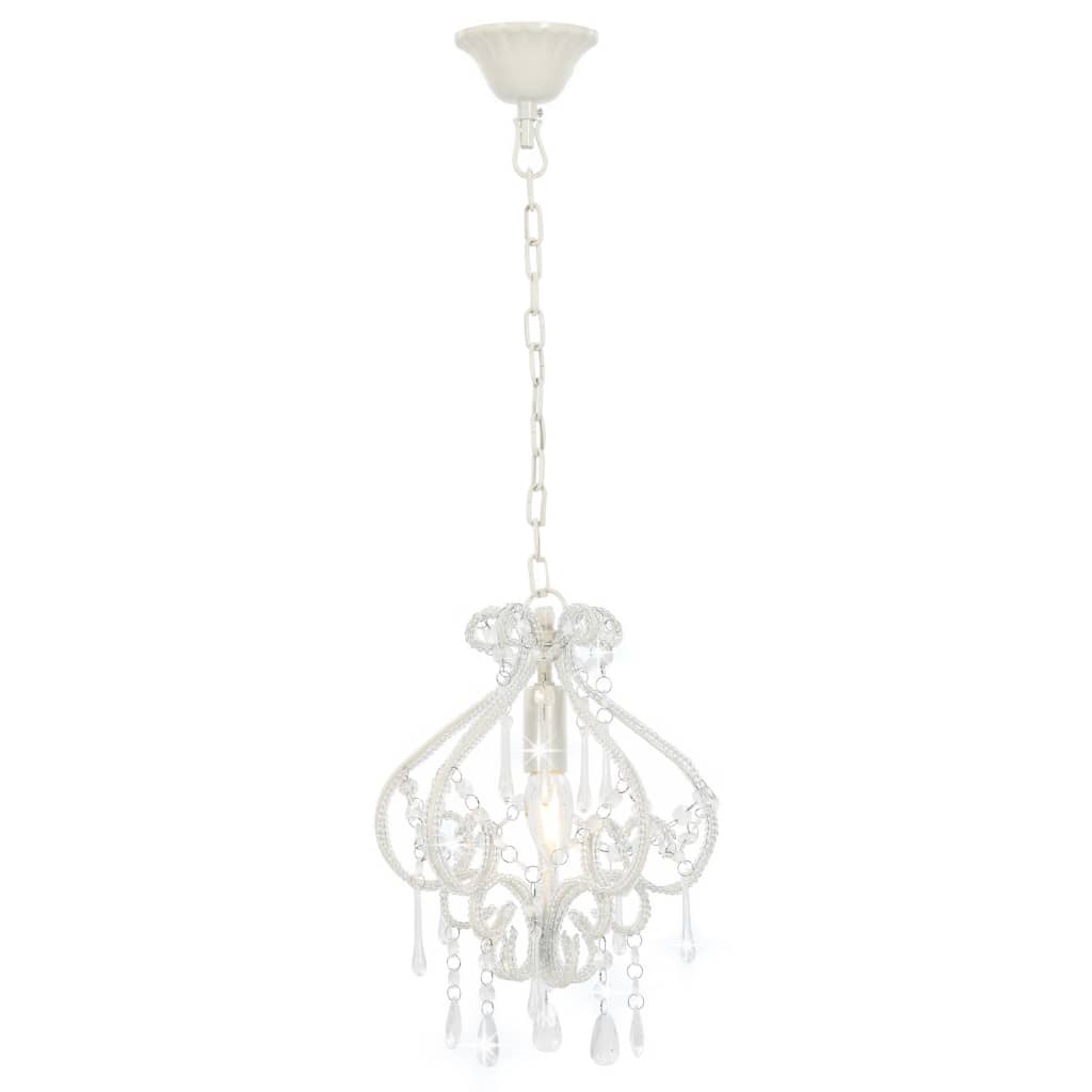 Plafondlamp Met Kralen Rond E4 Wit