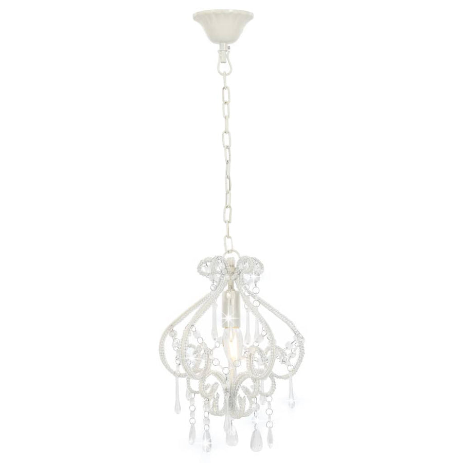 Plafondlamp Met Kralen Rond E4 Wit