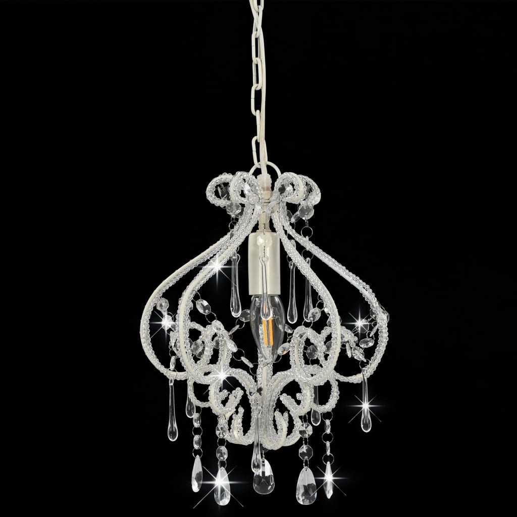 Plafondlamp Met Kralen Rond E4 Wit