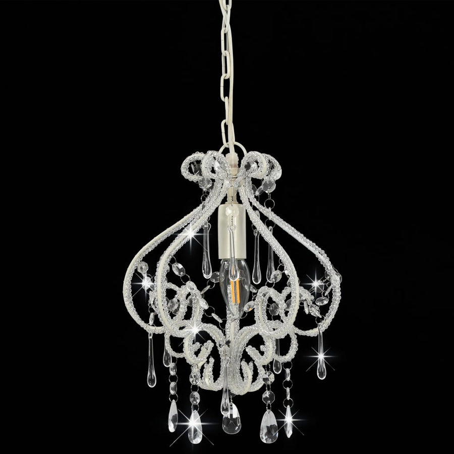 Plafondlamp Met Kralen Rond E4 Wit