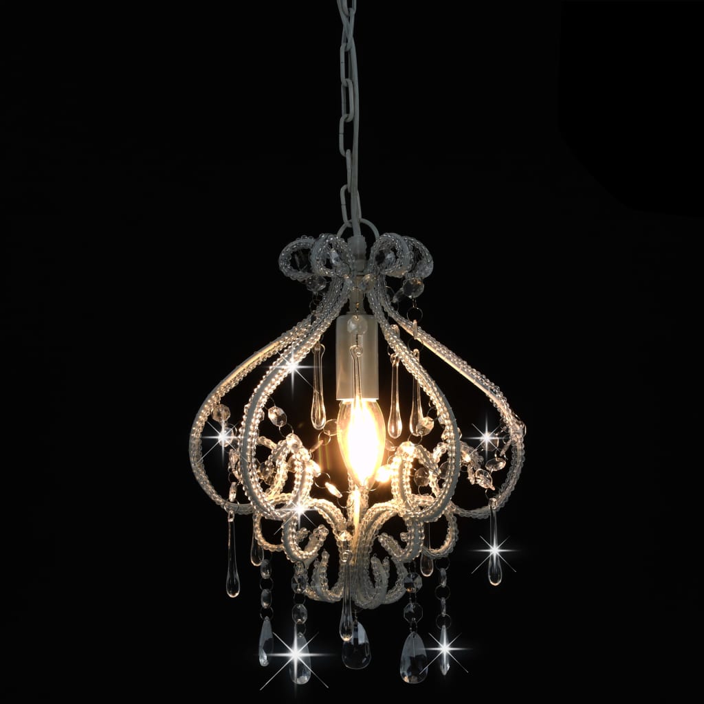 Plafondlamp Met Kralen Rond E4 Wit