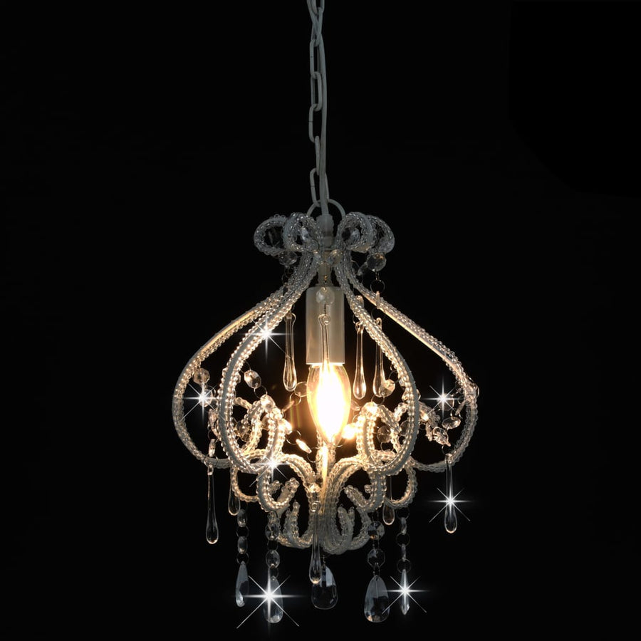 Plafondlamp Met Kralen Rond E4 Wit