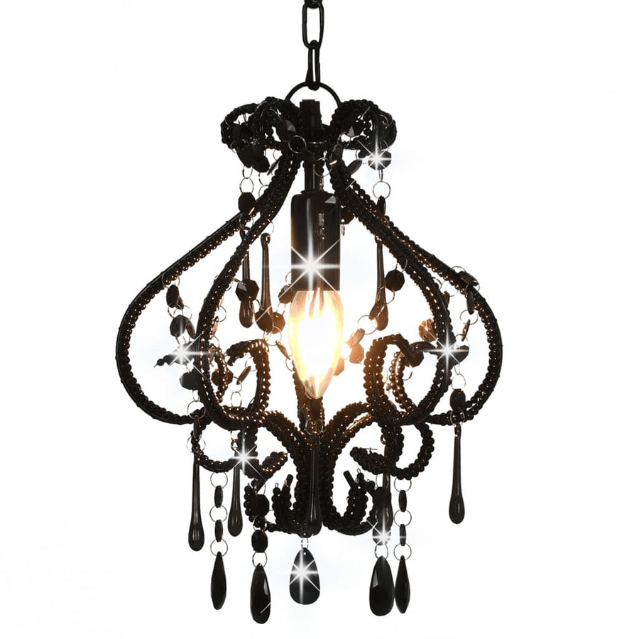 Plafondlamp Met Kralen Rond E4 Zwart
