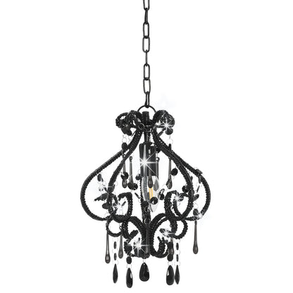 Plafondlamp Met Kralen Rond E4 Zwart