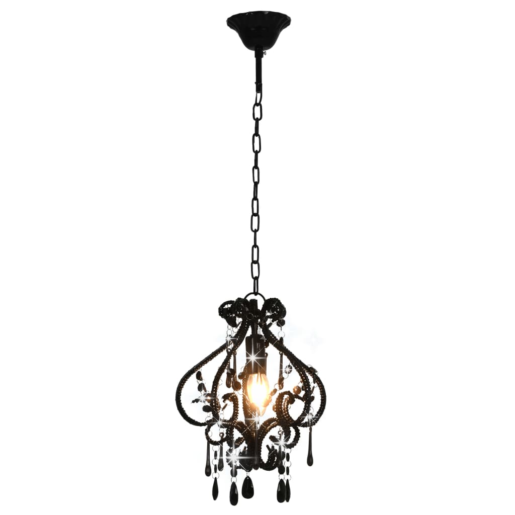 Plafondlamp Met Kralen Rond E4 Zwart