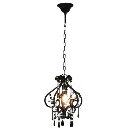 Plafondlamp Met Kralen Rond E4 Zwart