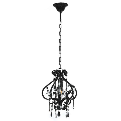 Plafondlamp Met Kralen Rond E4 Zwart