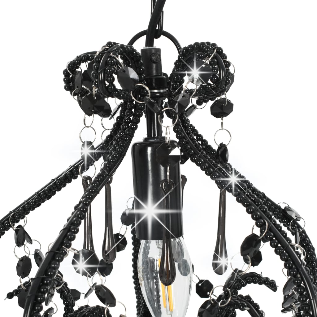 Plafondlamp Met Kralen Rond E4 Zwart
