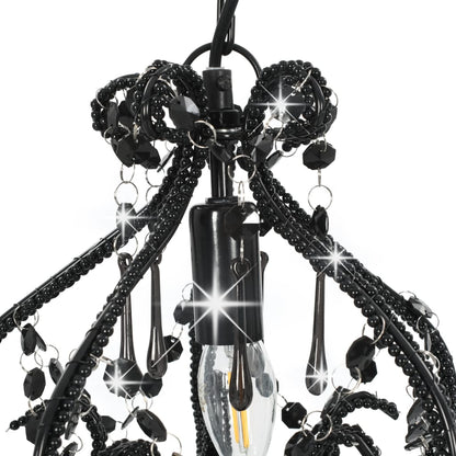 Plafondlamp Met Kralen Rond E4 Zwart