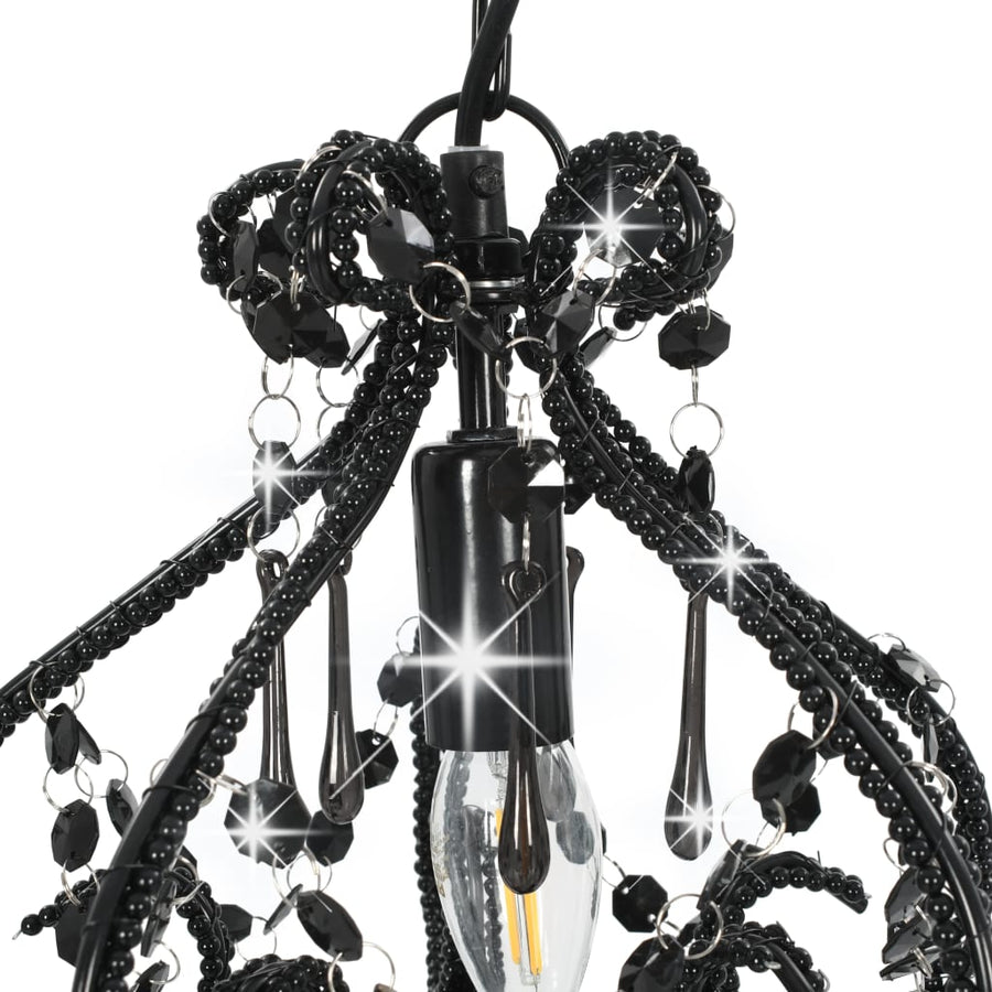 Plafondlamp Met Kralen Rond E4 Zwart