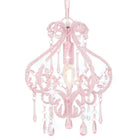 Plafondlamp kralen rond E14 roze 24x32 cm