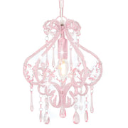 Plafondlamp kralen rond E14 roze 24x32 cm