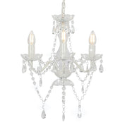 Kroonluchter kralen 3xE14 wit 36x42 cm