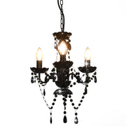 Kroonluchter kralen rond 3xE14 zwart 36x42 cm