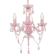Kroonluchter kralen rond 3xE14 roze 36x42 cm