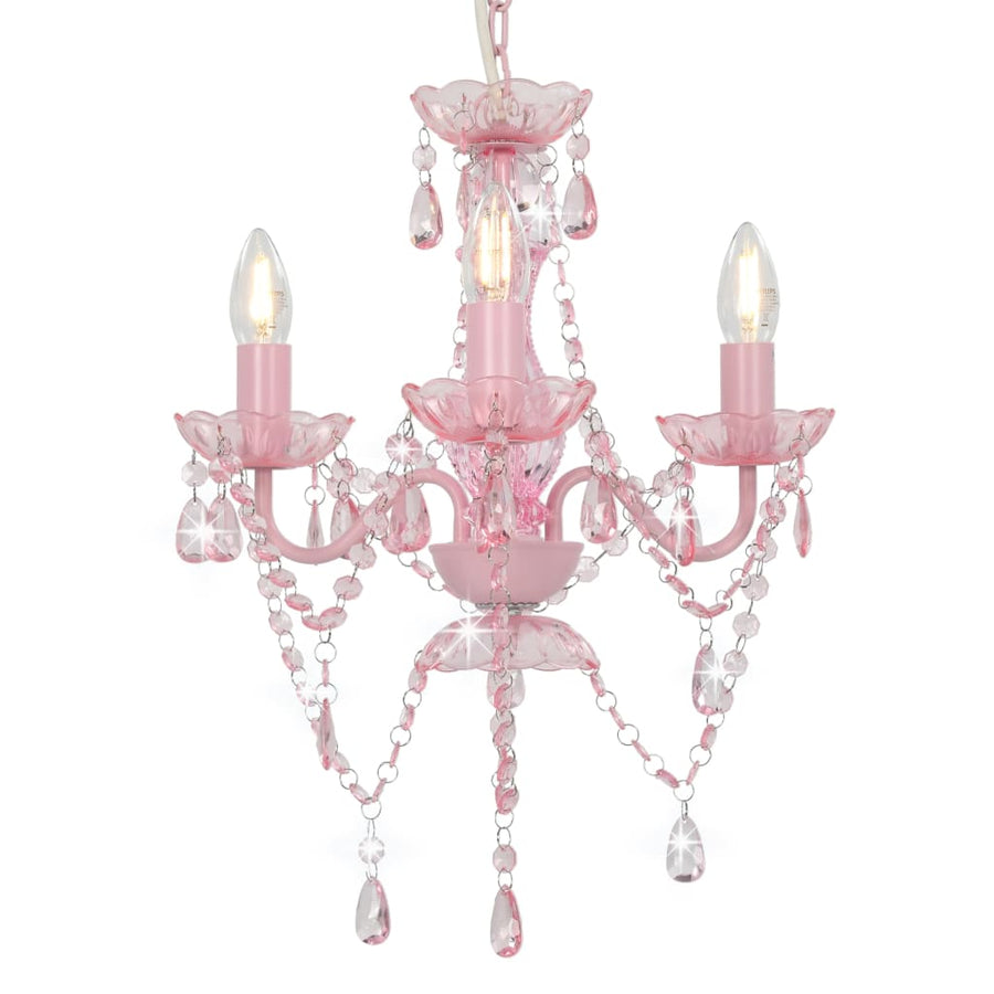 Kroonluchter Met Kralen Rond 3Xe4 Roze