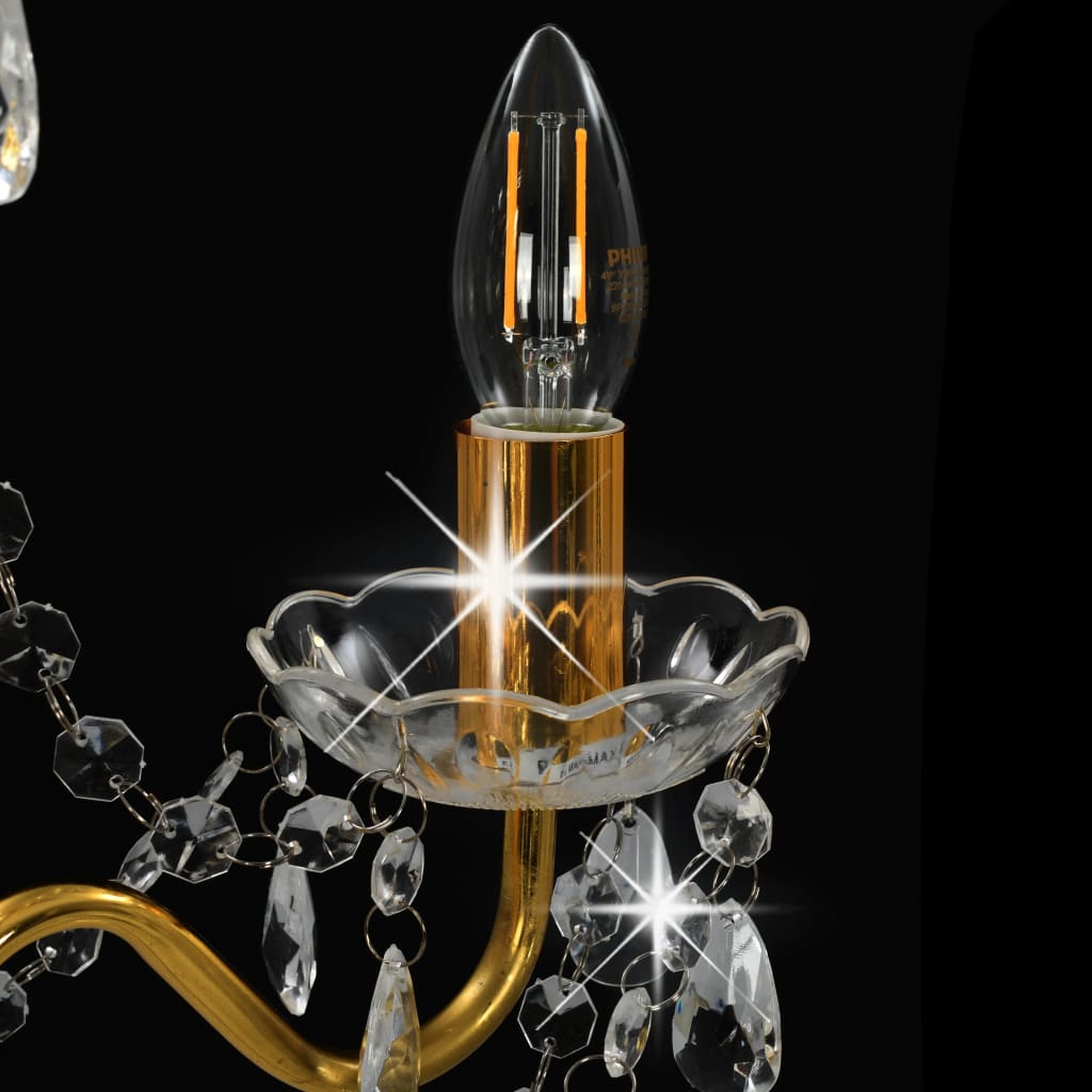 Kroonluchter Met Kralen Rond 3Xe4 Kleurig Goud