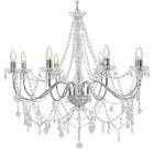 Chandelier with beads 8xE14 silver-coloured