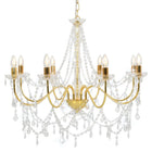 Beaded chandelier 8xE14 gold-coloured