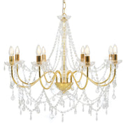 Kroonluchter 8xE14 goud metaal acryl kralen