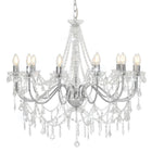 Beaded chandelier 12xE14 silver-colored