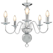 Kroonluchter 5xE14 zilver metaal 50x45 cm