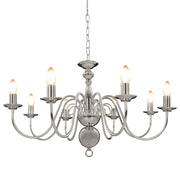 Kroonluchter 8xE14 zilver 80x45 cm
