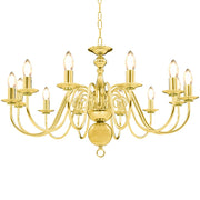 Kroonluchter 12xE14 goud 80x45 cm