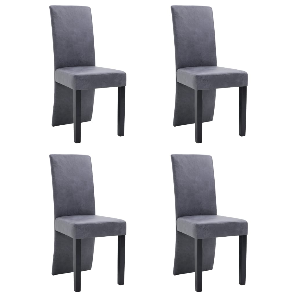 Eetkamerstoelen 4 st kunstsuède grijs