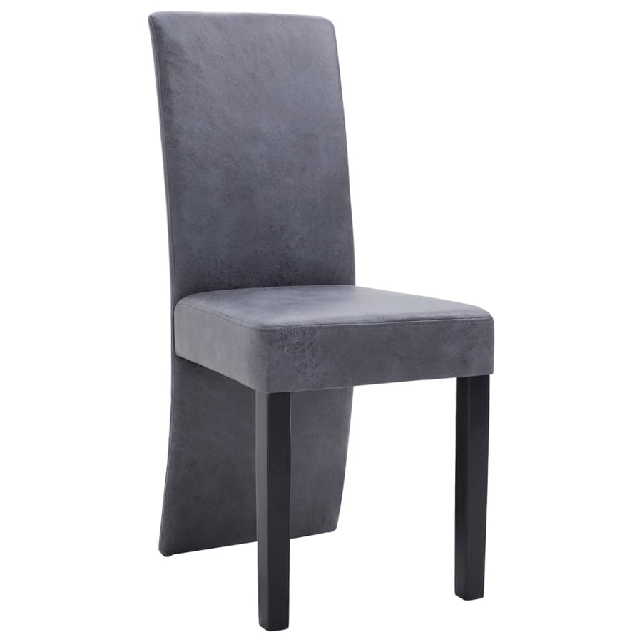 Eetkamerstoelen 4 st kunstsuède grijs