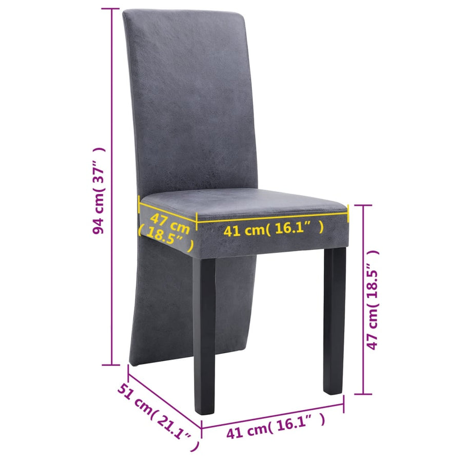 Eetkamerstoelen 4 st kunstsuède grijs