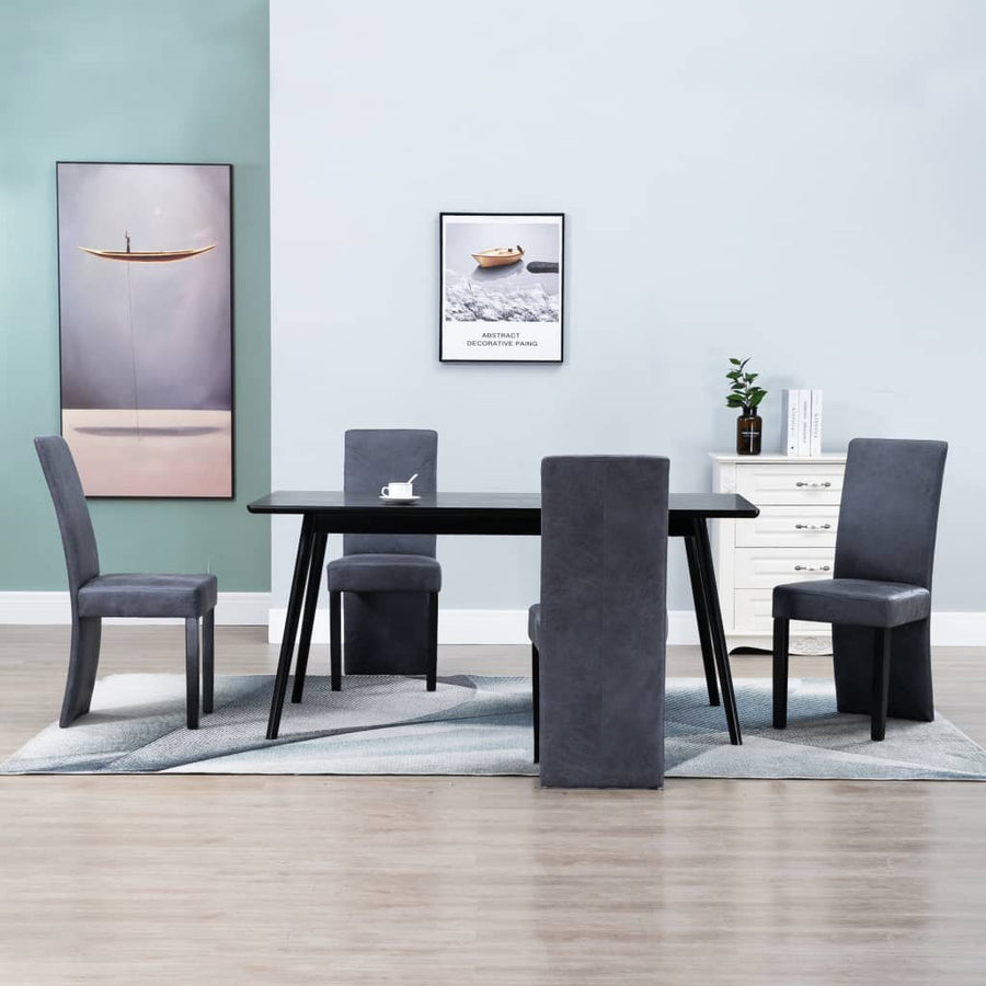 Eetkamerstoelen 4 st kunstsuède grijs