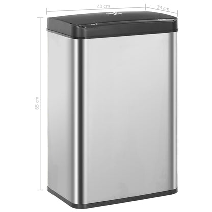 Prullenbak Met Automatische Sensor 60 L Rvs Zilver En Zwart