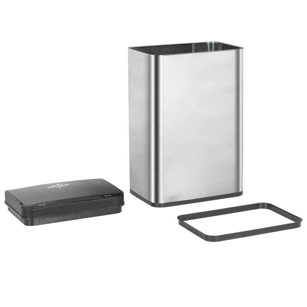 Prullenbak Met Automatische Sensor 60 L Rvs Zilver En Zwart