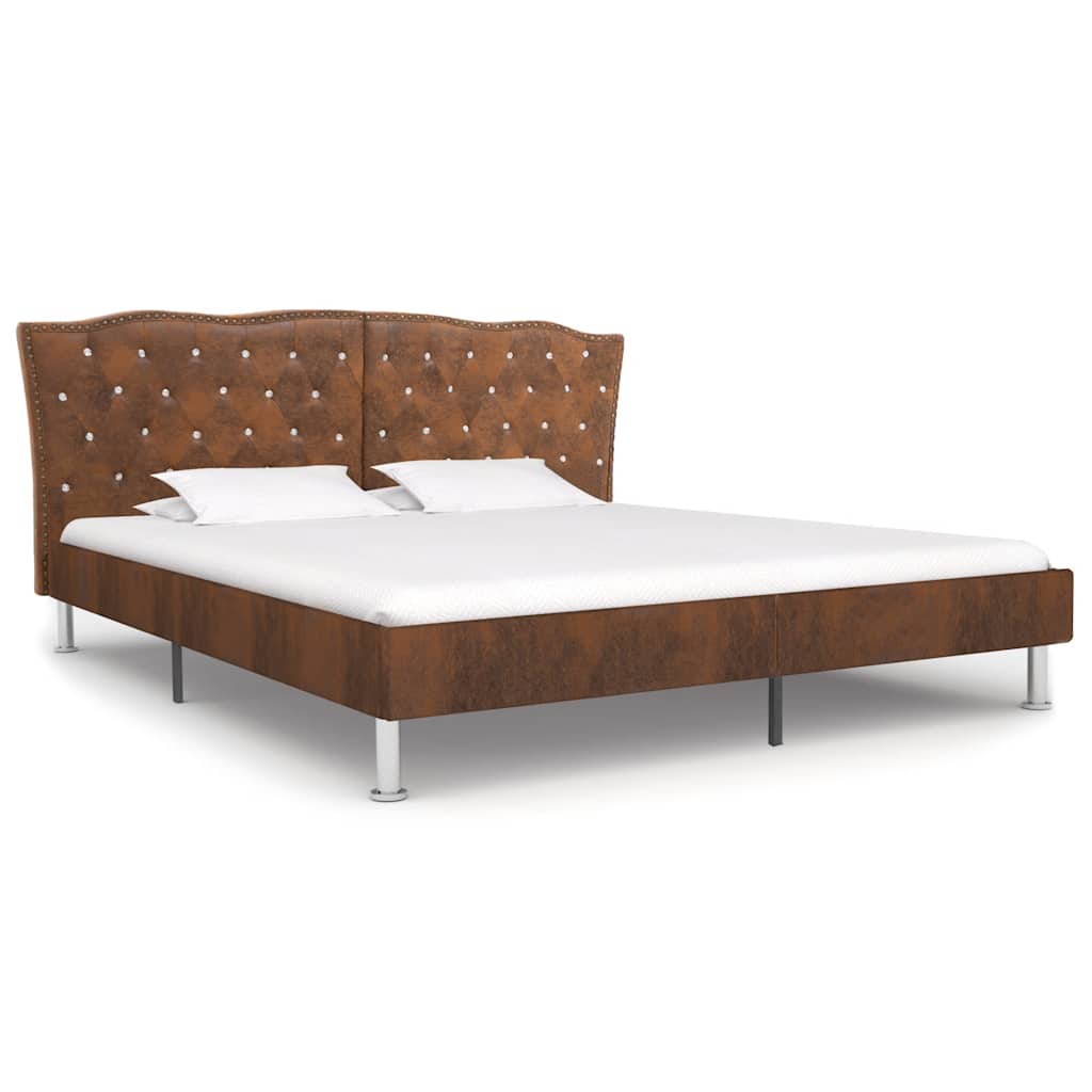Bedframe kunstsuède bruin 180x200 cm