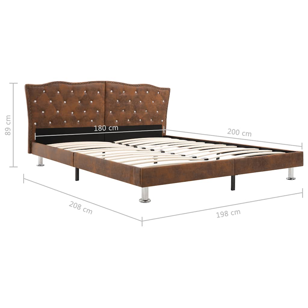 Bedframe kunstsuède bruin 180x200 cm